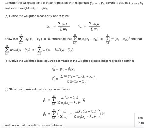 Weighted Linear Regression Formula